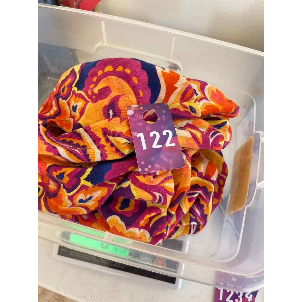Soft Surroundings PM Orange Purple Paisley Cotton 3/4 Sleeve Lettuce Hem Top - Picture 10 of 10